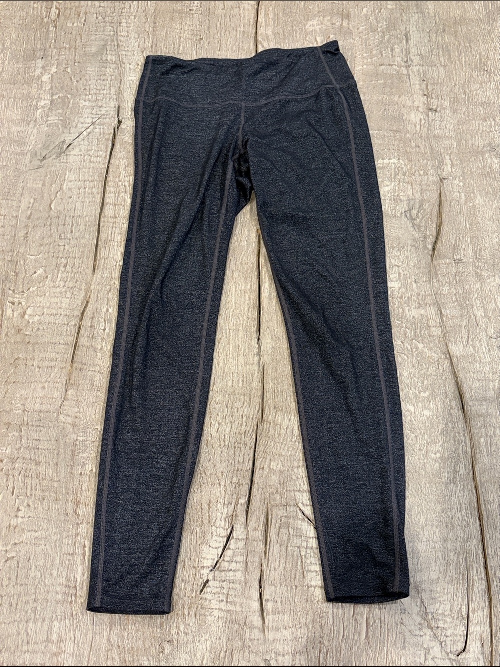 Athleta Black Heathered Leggings with Contrast Seams